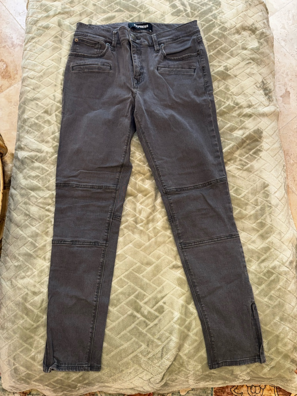 Express Women’s 6R Gray Moto Jeans Stretch Ankle Legging Mid Rise Skinny